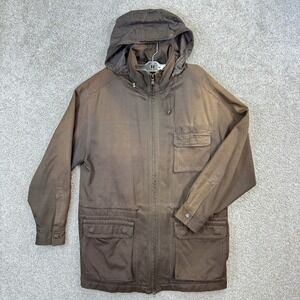Tommy Bahama Mens Brown Silk Cotton Blend Hooded Safari Field Jacket Small